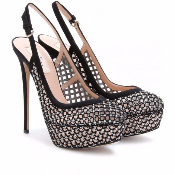 Valentino Shoes - Valentino Black Crystal-coated Suede, Slingback